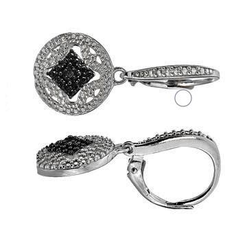 Silver Black Diamond Filigree Dangle Earrings - Image 3 of 4