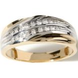 Gents 2 Row Diamond Crossover Ring