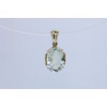 9ct Yellow Gold Green Amethyst And Diamond Pendant