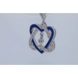 9ct White Gold Enamel And Diamond Pendant