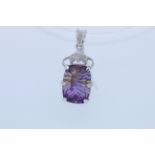 9ct White Gold Mystic Quartz And Diamond Pendant