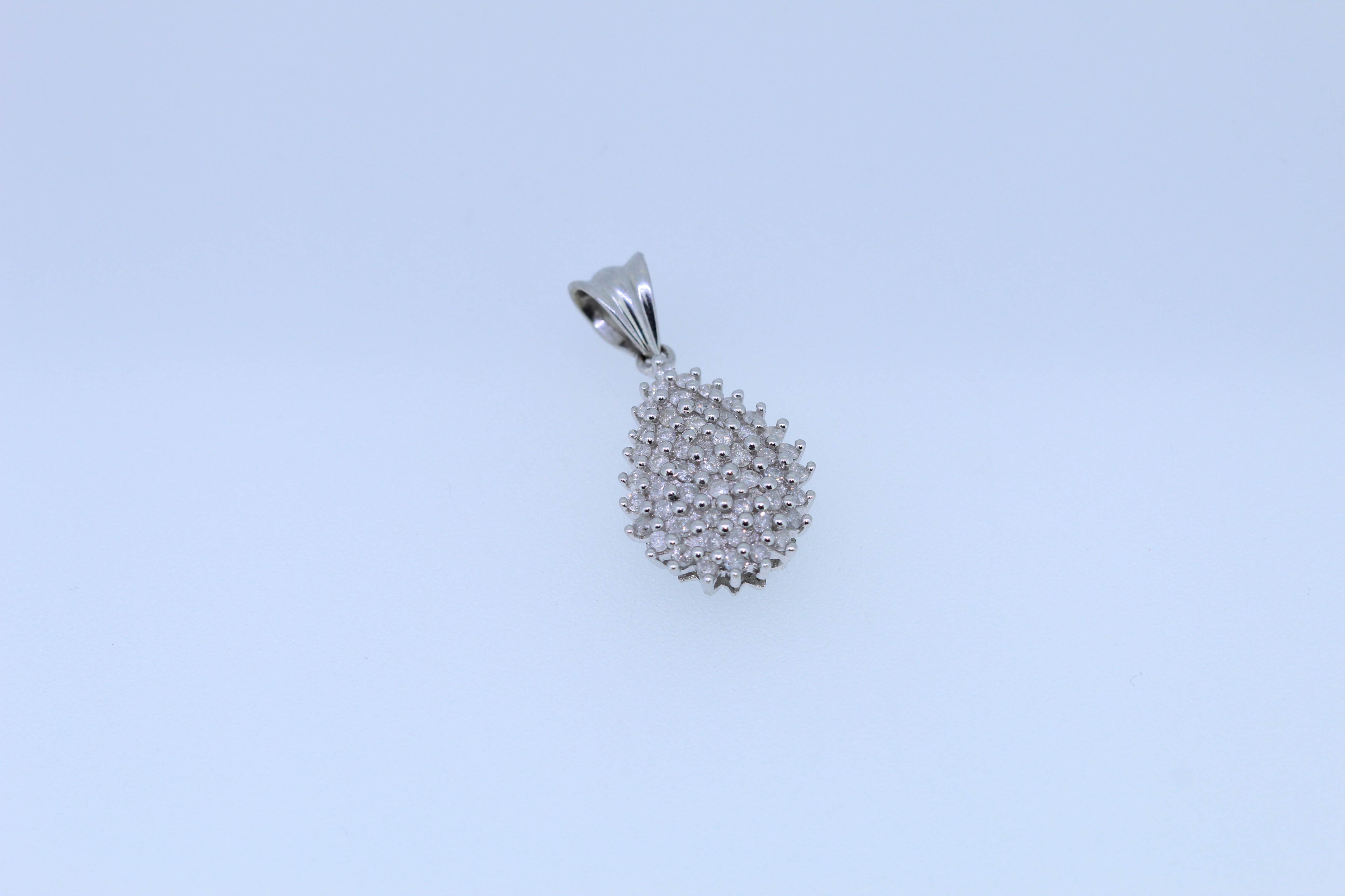 9ct Hallmark White Gold Diamond Cluster Pendant