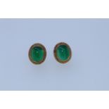 9ct Hallmark Yellow Gold Jadeite Stud Earrings