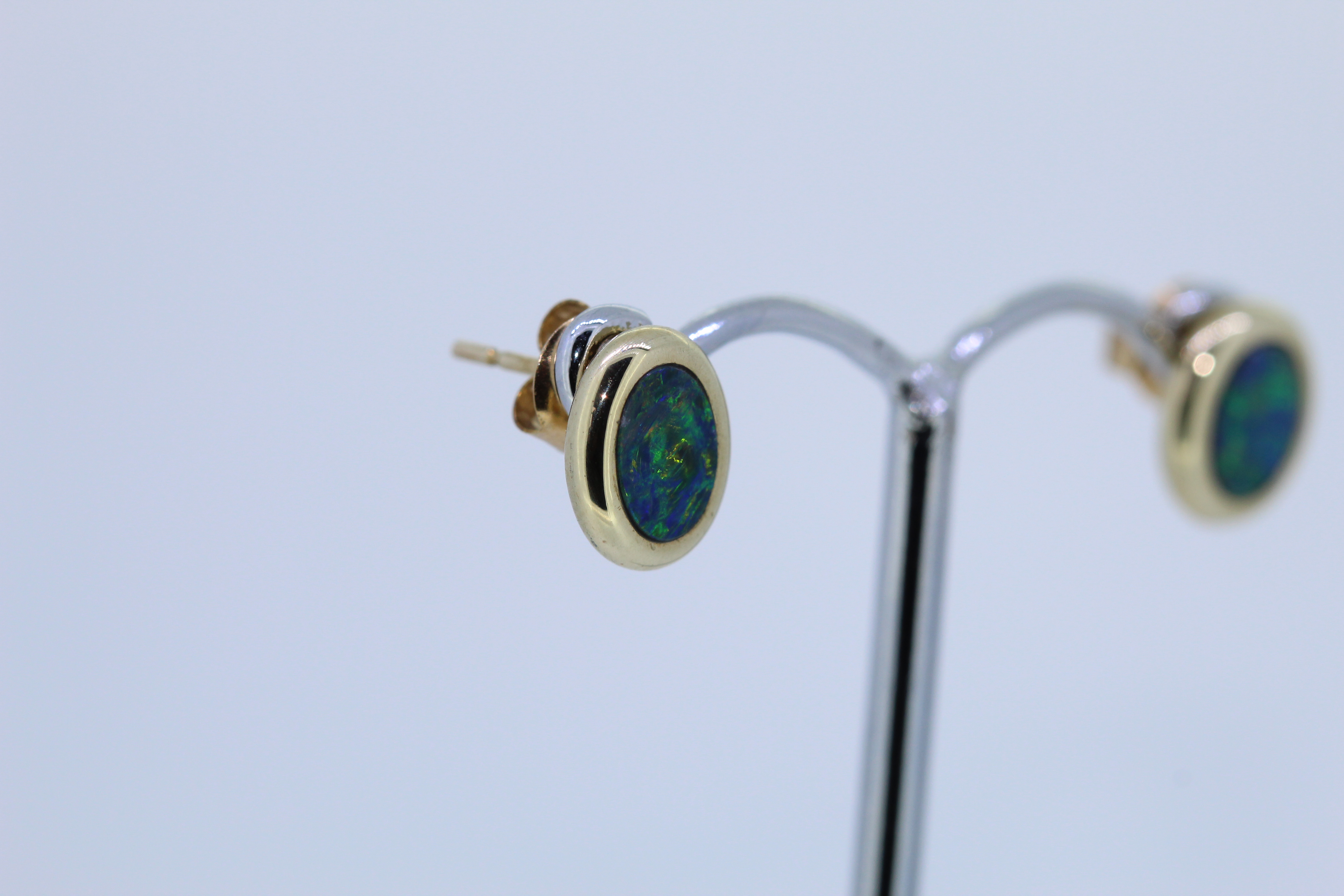 9ct Yellow Gold Opal Doublet Stud Earrings