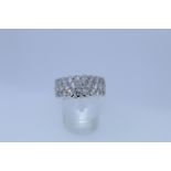 14ct White Gold Three Row Diamond Band