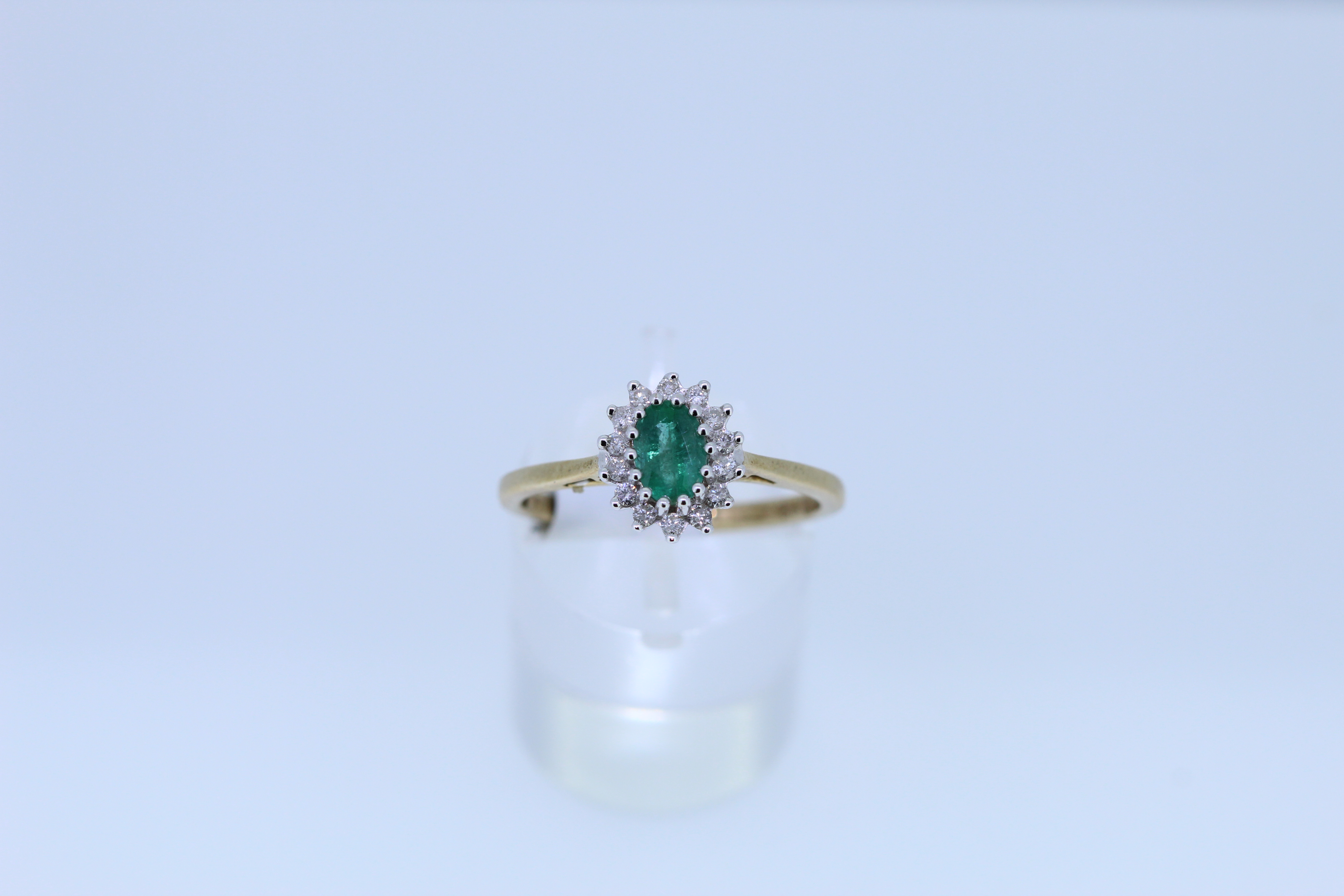 9ct Yellow Gold Emerald And Diamond Ring