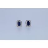 18ct Hallmark White Gold Sapphire And Diamond Stud Earring