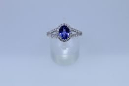 18ct White Gold Tanzanite And Diamond Ring