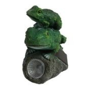 Novelty Pair of Frogs Resin Solar Garden Rock Light - Pack of 4 Total RRP £40
