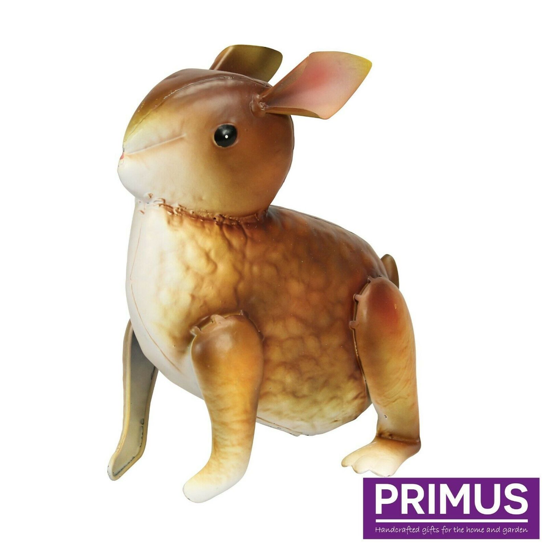 Primus Brown Metal Bunny / Baby Rabbit Garden Ornament - Box of 4 Total RRP £66 - Image 3 of 3