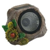 Flowers & Ladybird on Rock Resin Garden Rockery Patio Solar Light - Pack of 4 Total RRP £40