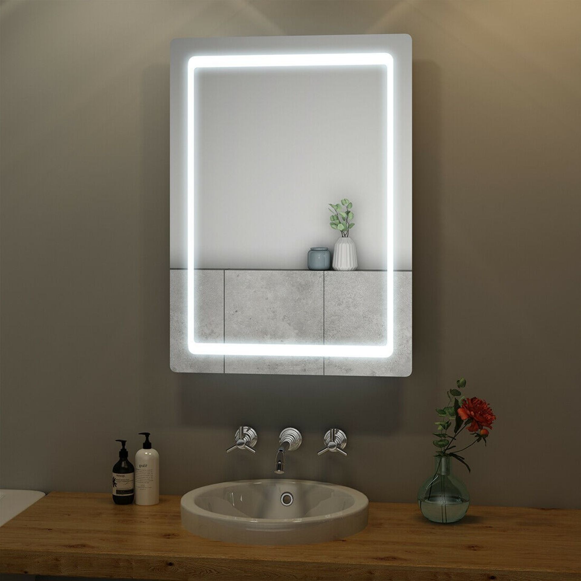 500x700mm Quaser Illuminated Mirror. LED Bathroom Mirror With Lights Illuminated Demister Pad...
