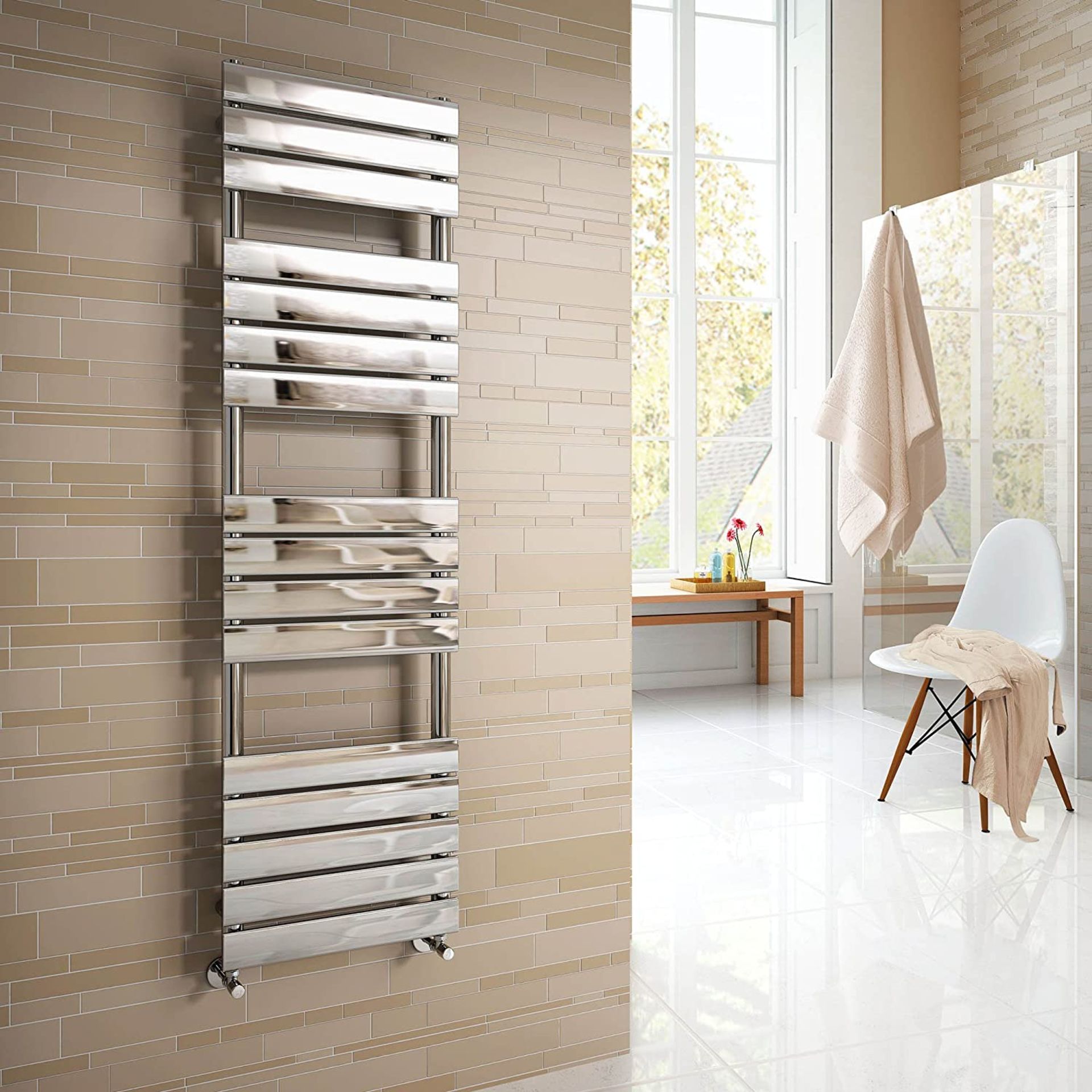 1600x450mm Chrome Straight Towel Radiator Ladder Modern Bathroom. RF1600450. Constructed from l... - Image 2 of 3