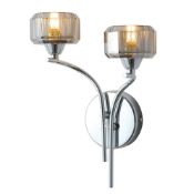 (CK56) Allyn Clear Chrome & smoked glass Wall light. This 2 lamp wall light is part of the Ally...