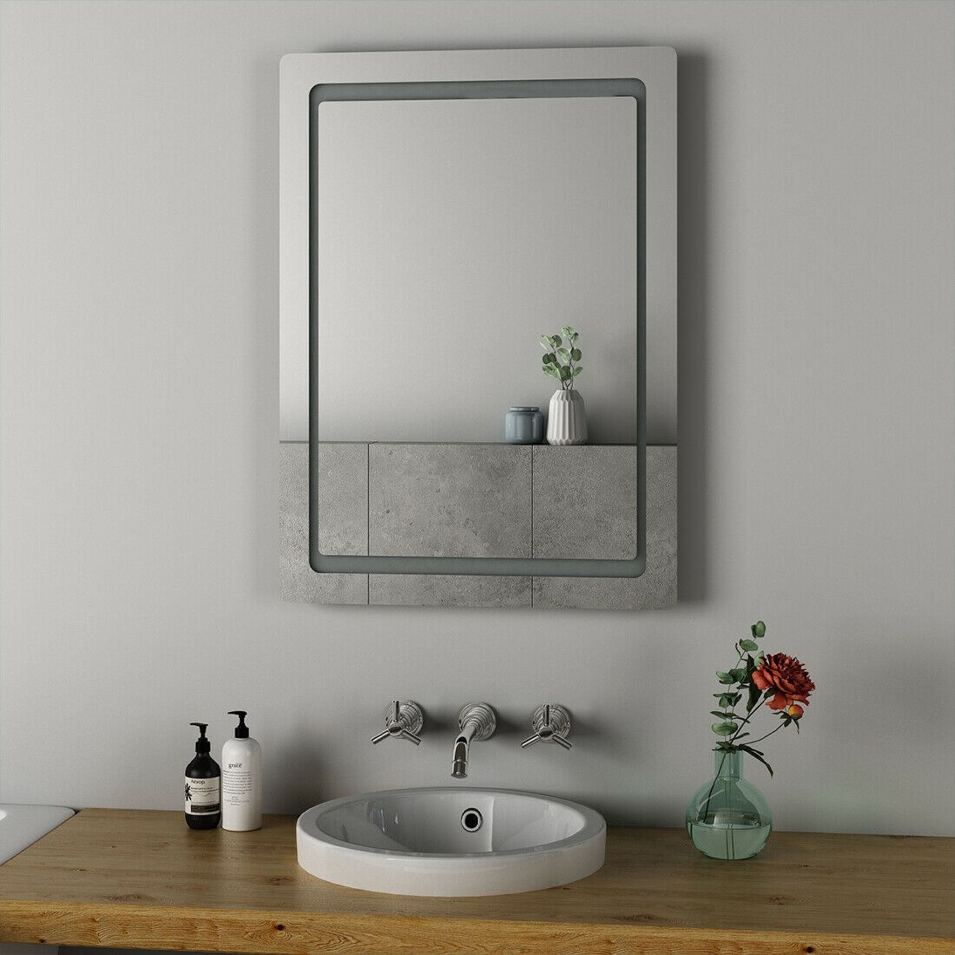 500x700mm Quaser Illuminated Mirror. LED Bathroom Mirror With Lights Illuminated Demister Pad... - Image 2 of 3