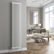 (PC85) 1800x380mm Double Colosseum Designer Radiator Premium Vertical High Gloss White. RRP £4...(