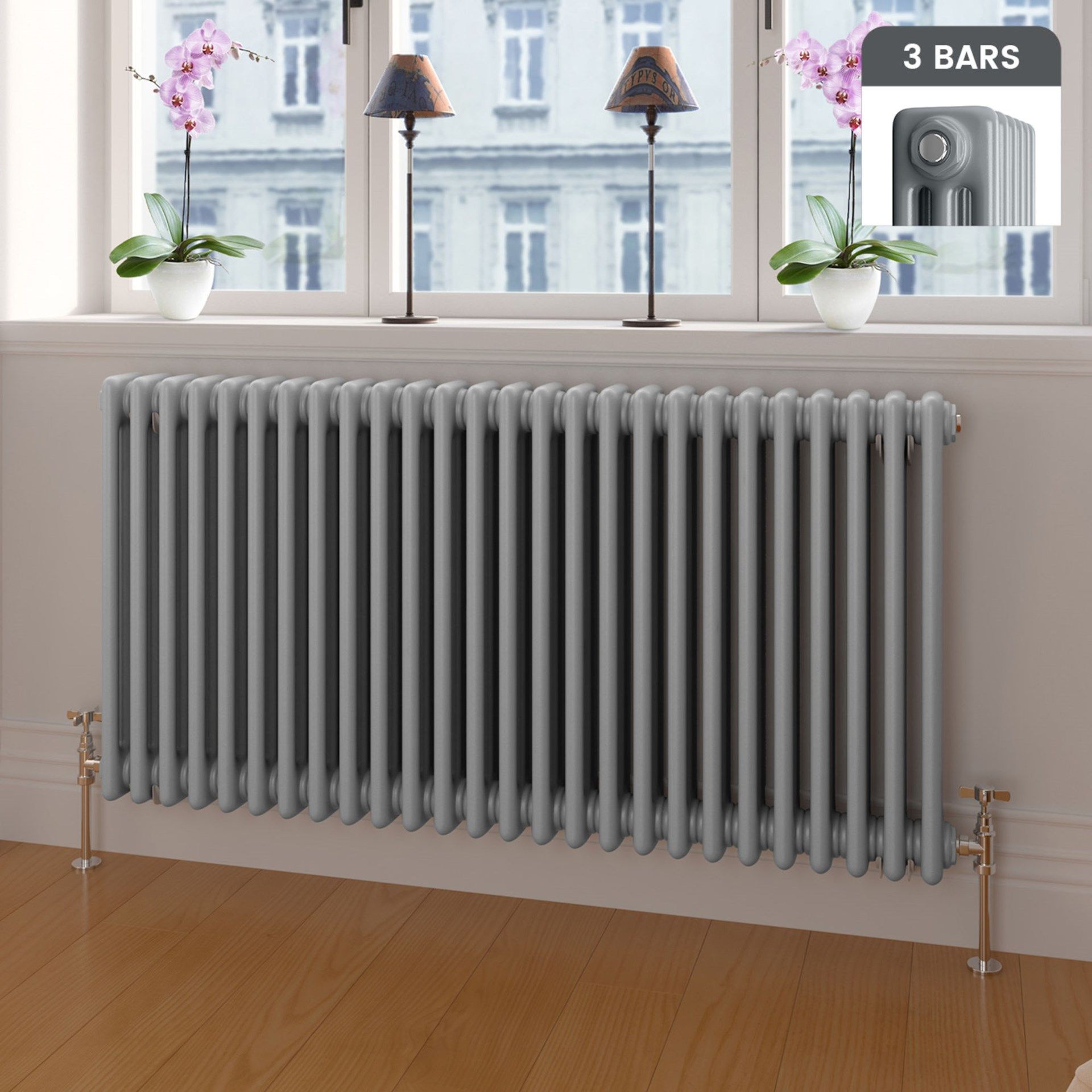 (G151) 600x1000mm Earl Grey Triple Panel Horizontal Colosseum Traditional Radiator. RRP £604....