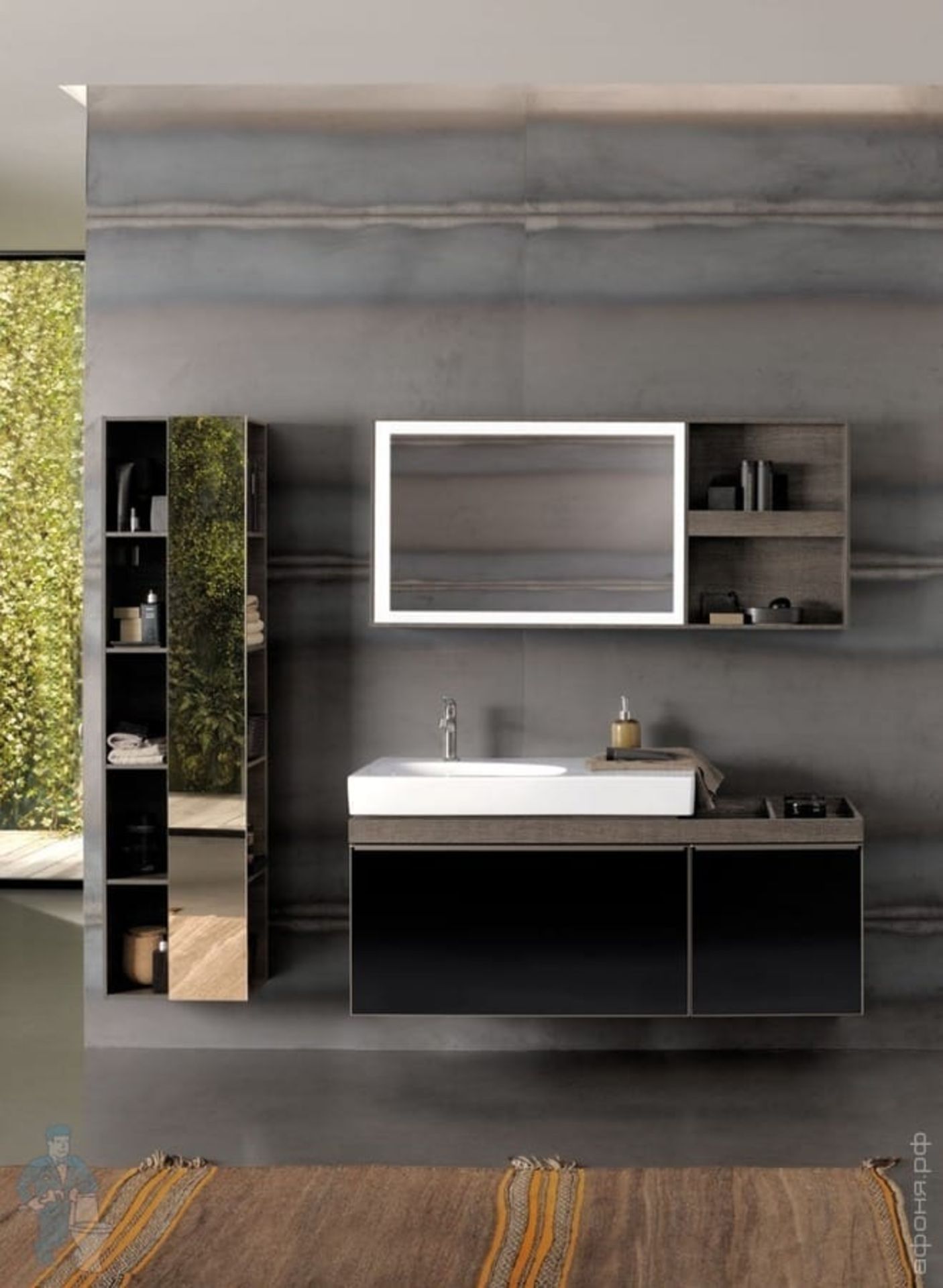 (TL2) Keramg Gerbit 1184mm Citterio Grey/Brown Vanity Unit With Shelves.RRP £2,468.99.Comes co... - Image 3 of 4