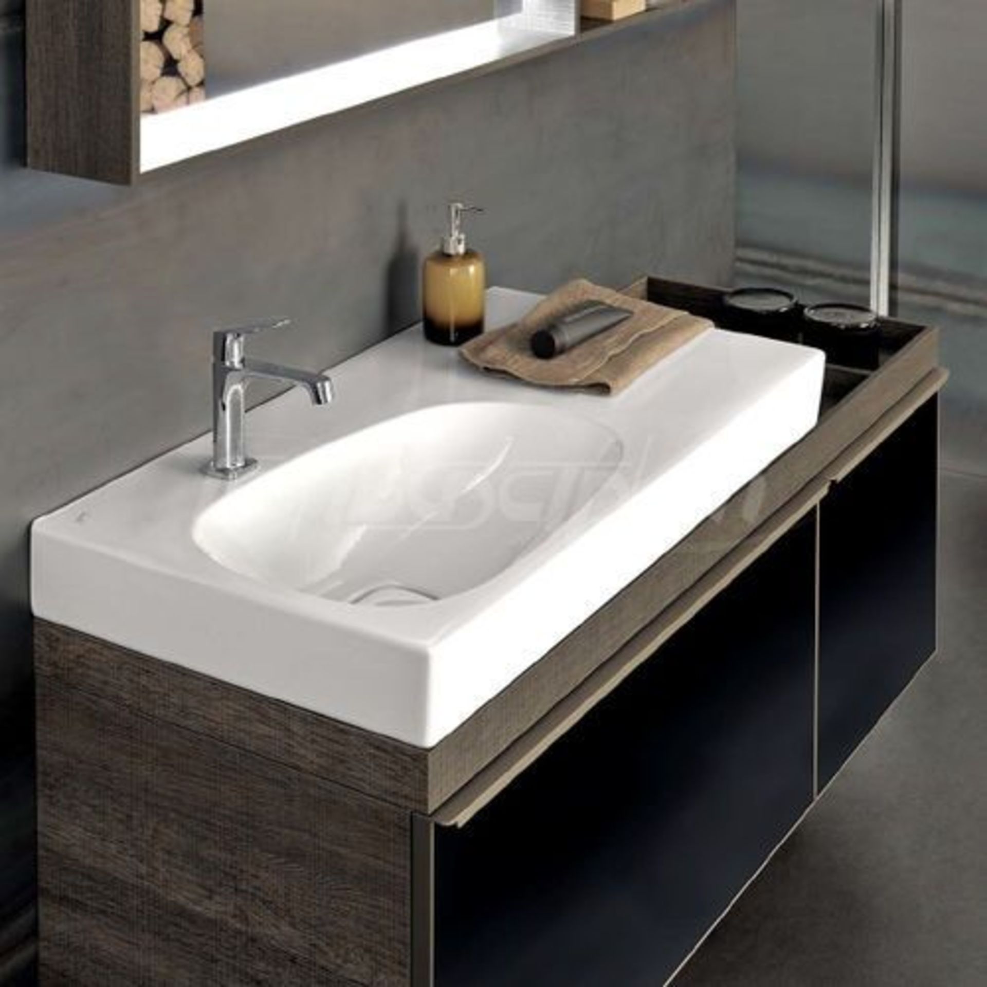 (TL2) Keramg Gerbit 1184mm Citterio Grey/Brown Vanity Unit With Shelves.RRP £2,468.99.Comes co...