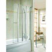 Twyford Geo6 4-Fold Bath Screen G61978CP. RRP £354.99.Polished silver frame finish. 6mm cle...