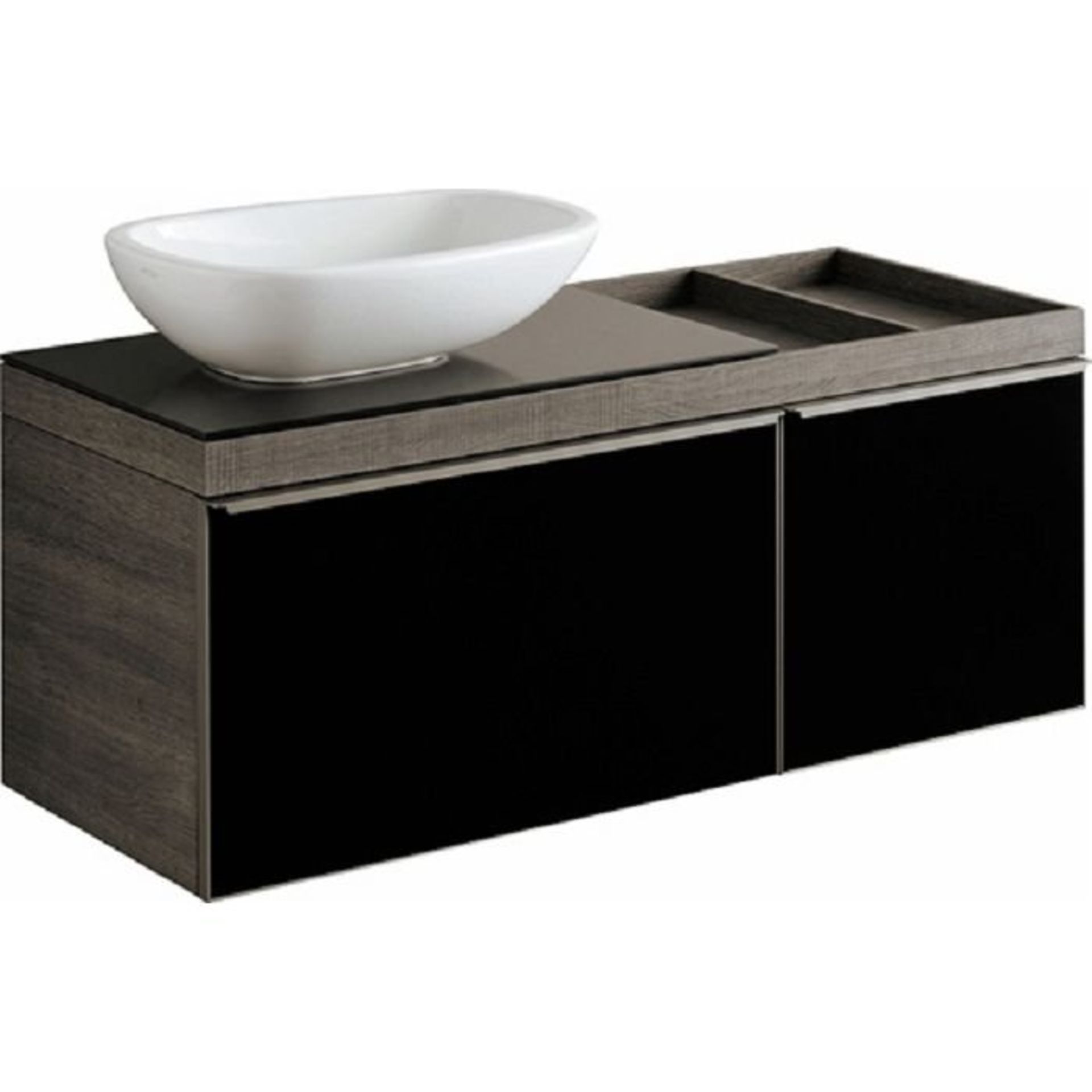 (TL9) Keramag Gerbit 1184mm Citterio Grey/Brown Vanity Unit With Shelves. RRP £2,468.99.Comes ... - Image 2 of 3