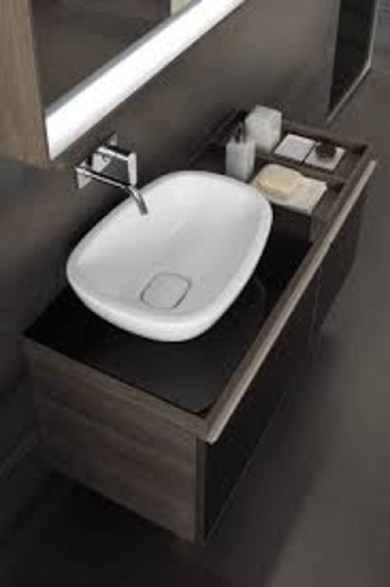 (TL9) Keramag Gerbit 1184mm Citterio Grey/Brown Vanity Unit With Shelves. RRP £2,468.99.Comes ... - Image 3 of 3