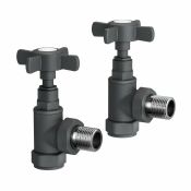 15mm Traditional Angled Heated Towel Rail Radiator Valves Standard Pair Anthracite.Manufactured...