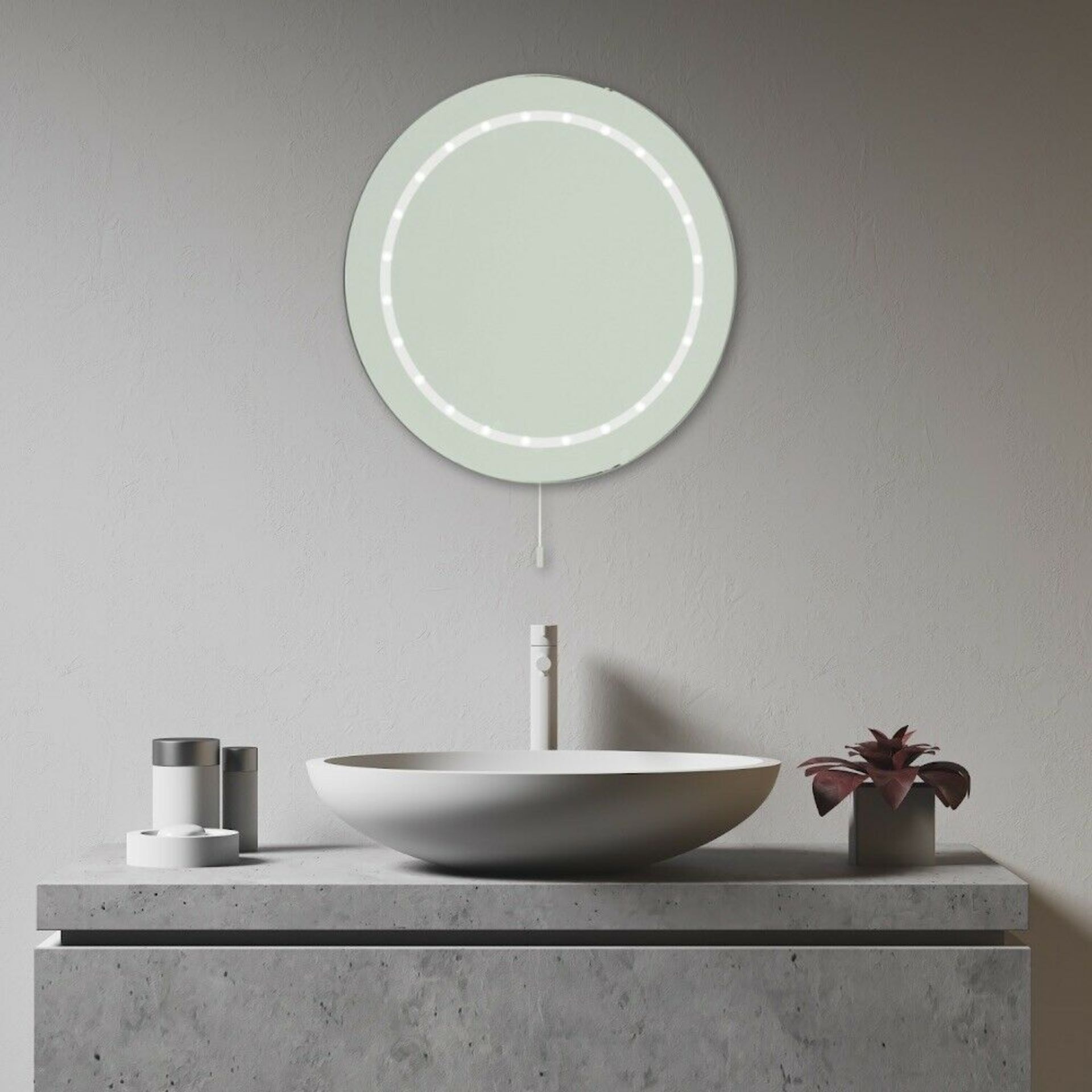 (KN117) 400mm Omega Round Battery Operated Illuminated Mirror. Battery Operated. Energy saving...