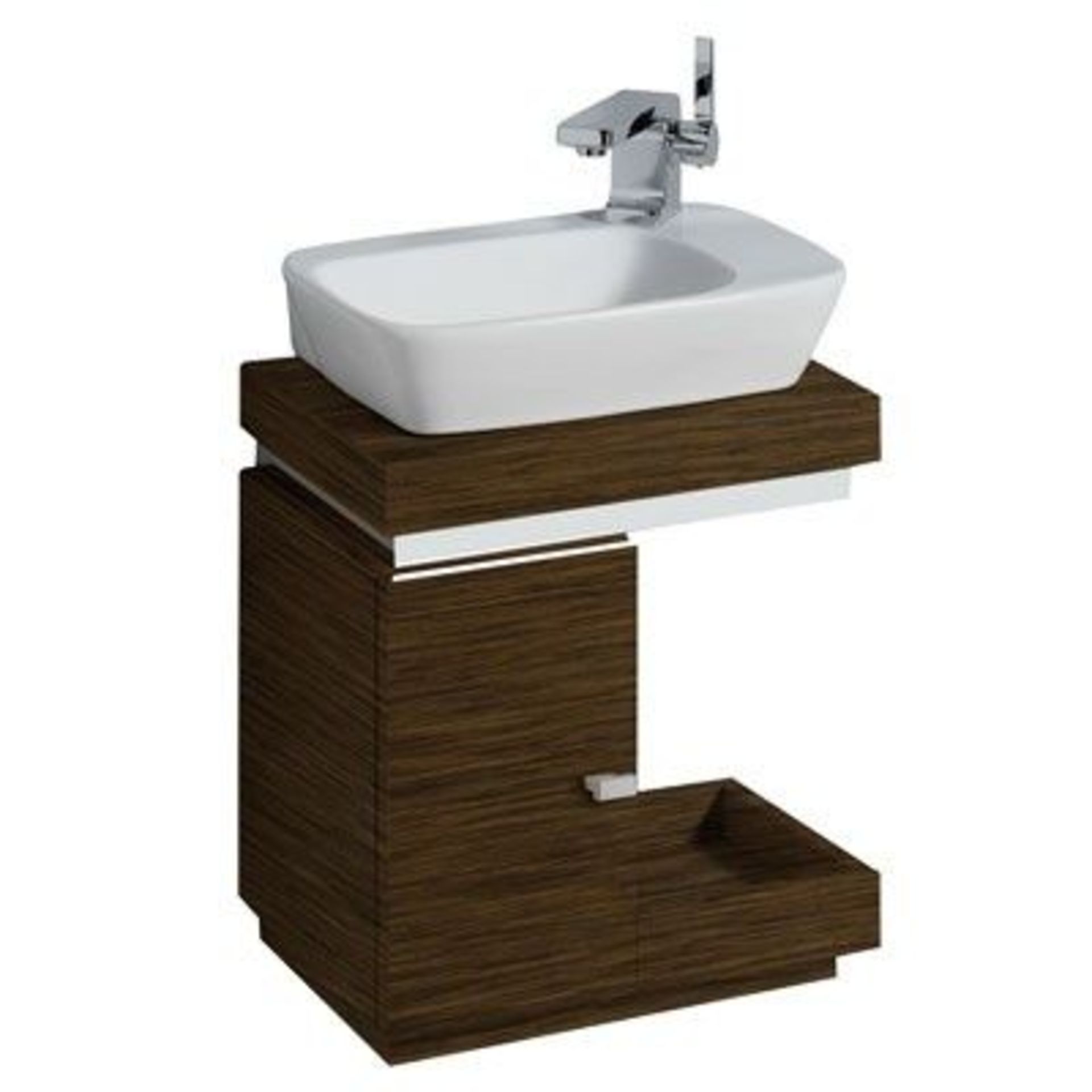 (SV27) Keramag Silk Walnut Wenge Hand rinse Basin Vanity Unit with Storage. RRP £1089.99 .Com...