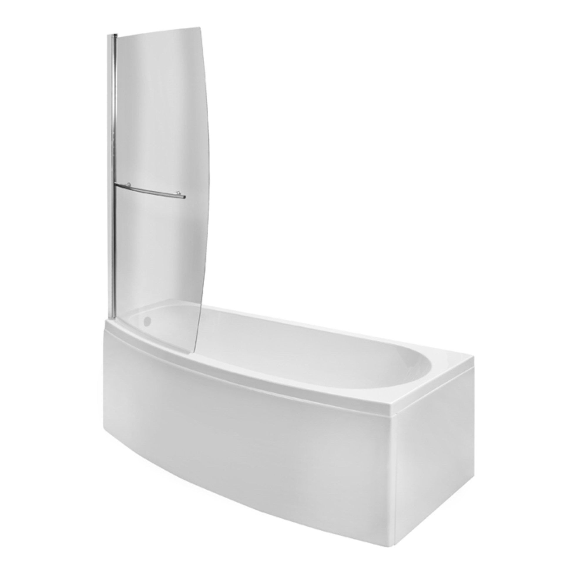 (QL100) 1700mm Left Hand Space Saver Shower Bath Screen Rail & Front Panel (Excludes End Panel)... - Image 2 of 3