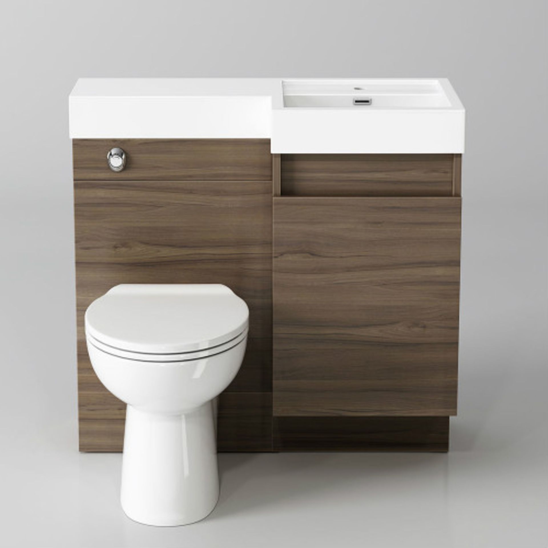 906mm Olympia Walnut Effect Drawer Vanity Unit Right with Quartz Pan. RRP £999.99. Comes compl... - Image 2 of 5