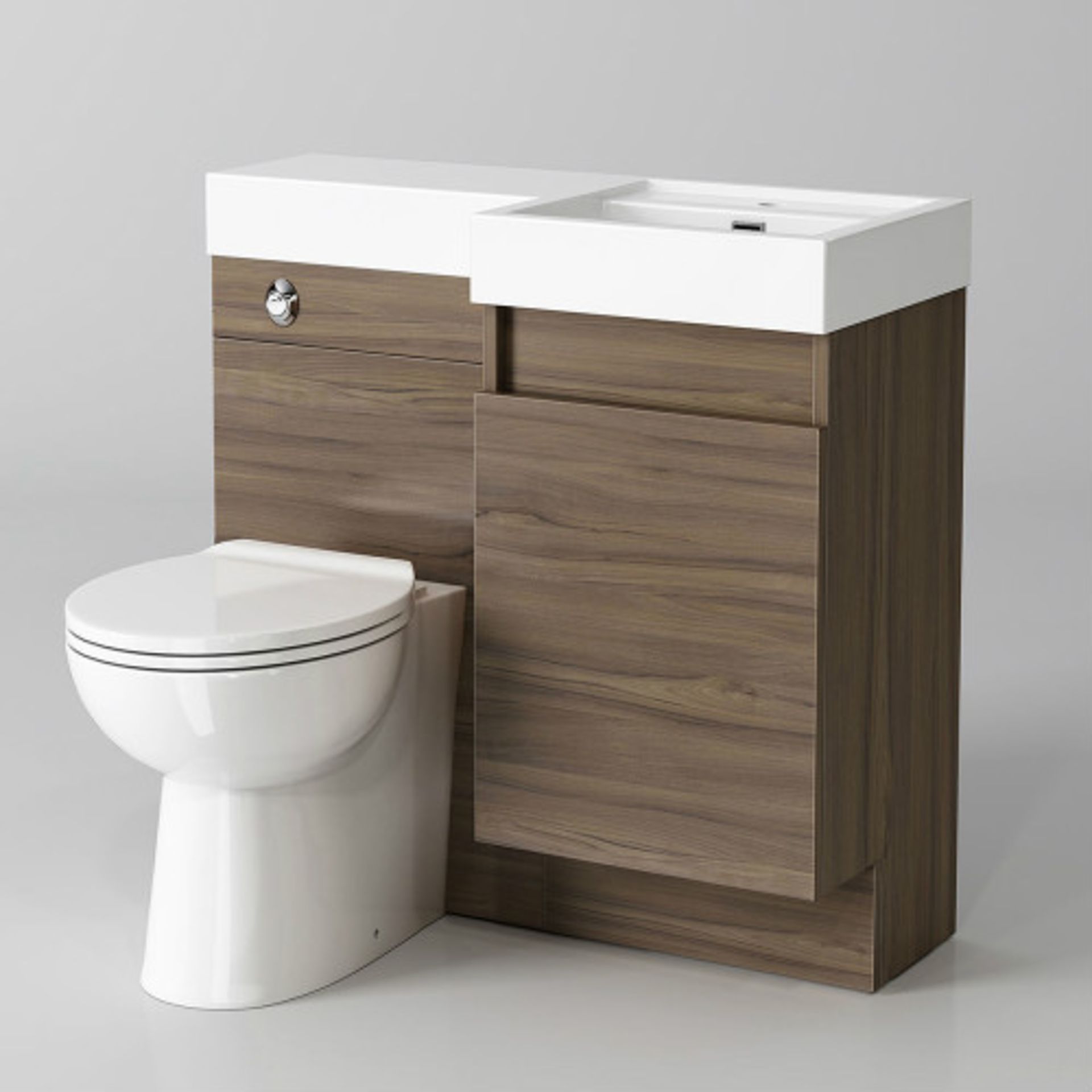 906mm Olympia Walnut Effect Drawer Vanity Unit Right with Quartz Pan. RRP £999.99. Comes compl... - Image 5 of 5