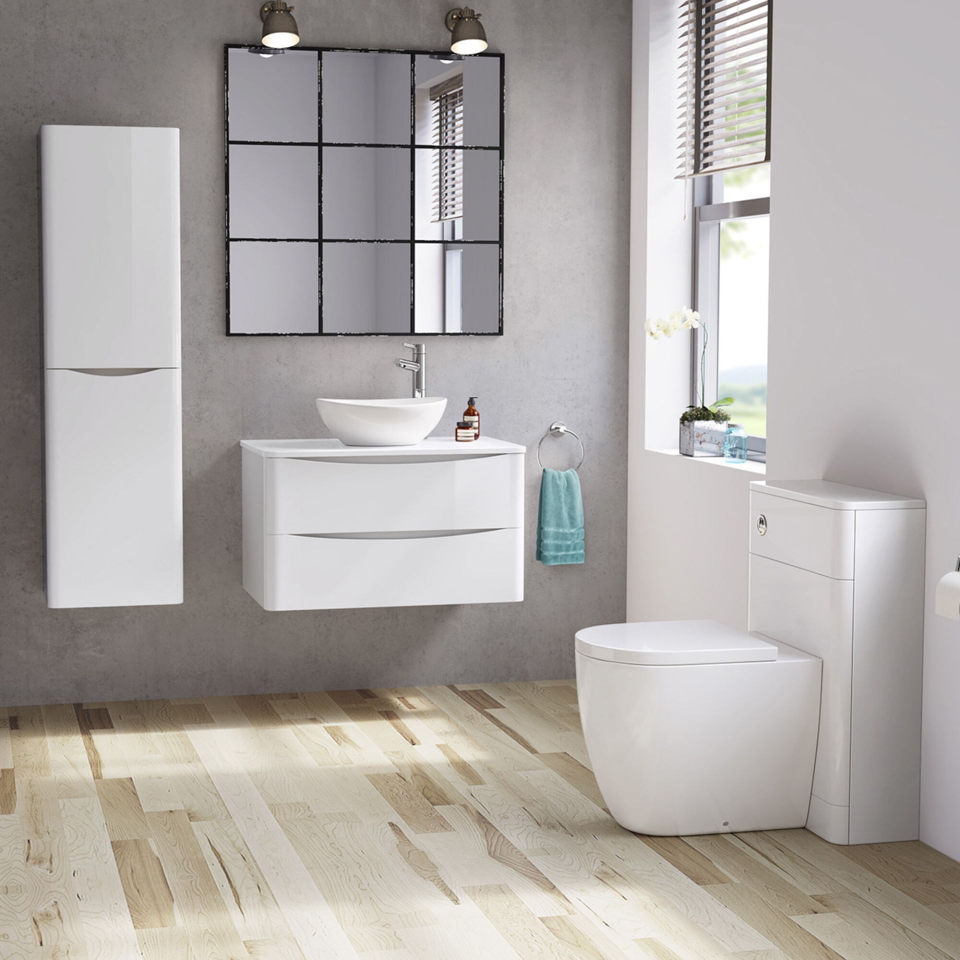 1000mm Austin II Gloss White Countertop Unit and Camila Basin - Wall Hung. RRP £899.99. Comes ... - Image 2 of 4