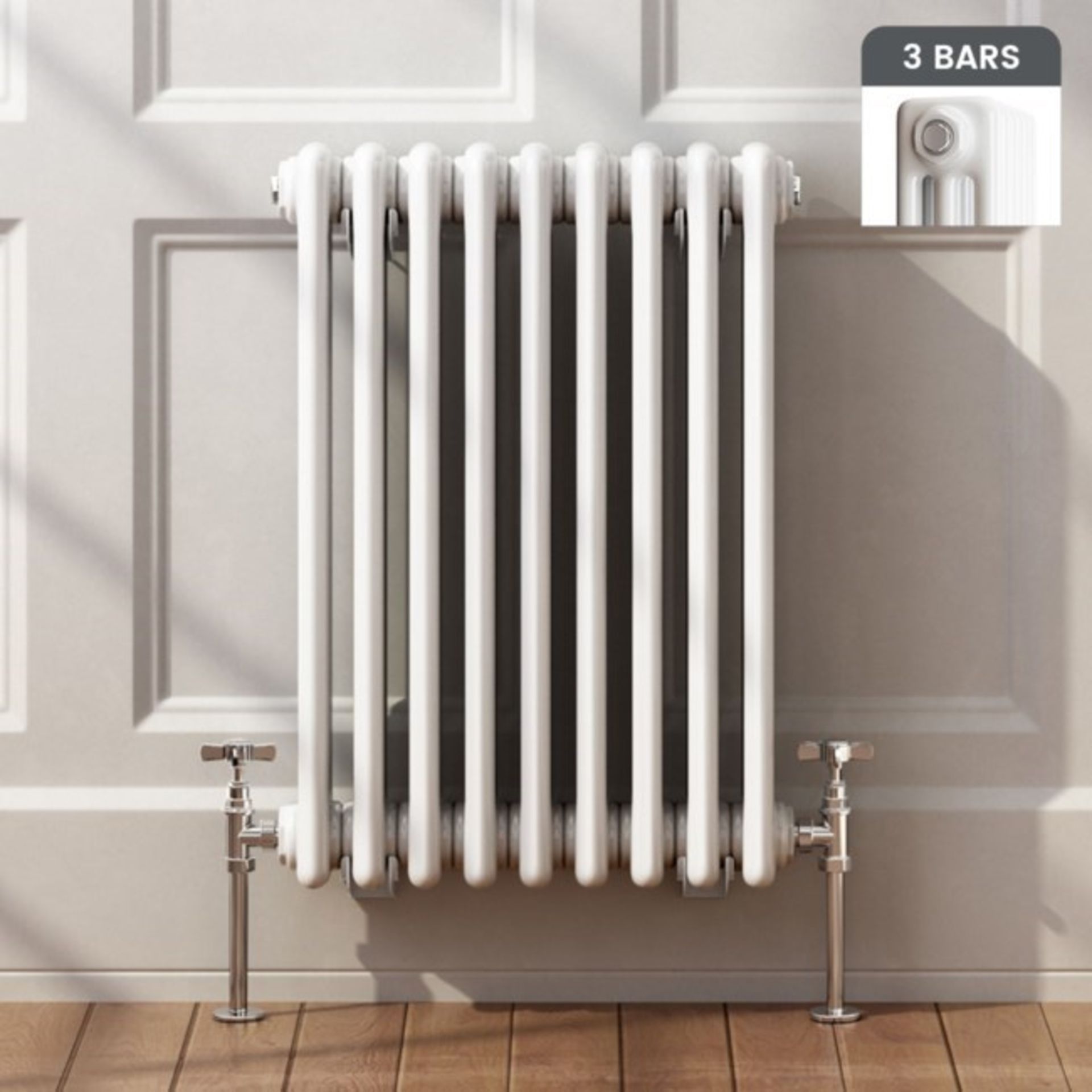 600x600mm White Triple Panel Horizontal Colosseum Traditional Radiator. RRP £399.99.For elega...