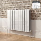 600x830mm Gloss White Double Flat Panel Horizontal Radiator. RRP £474.99.RC221.Made with high ...