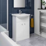 550mm Quartz Basin Sink Vanity Unit Floor Standing White. RRP £349.99. Comes complete with bas...