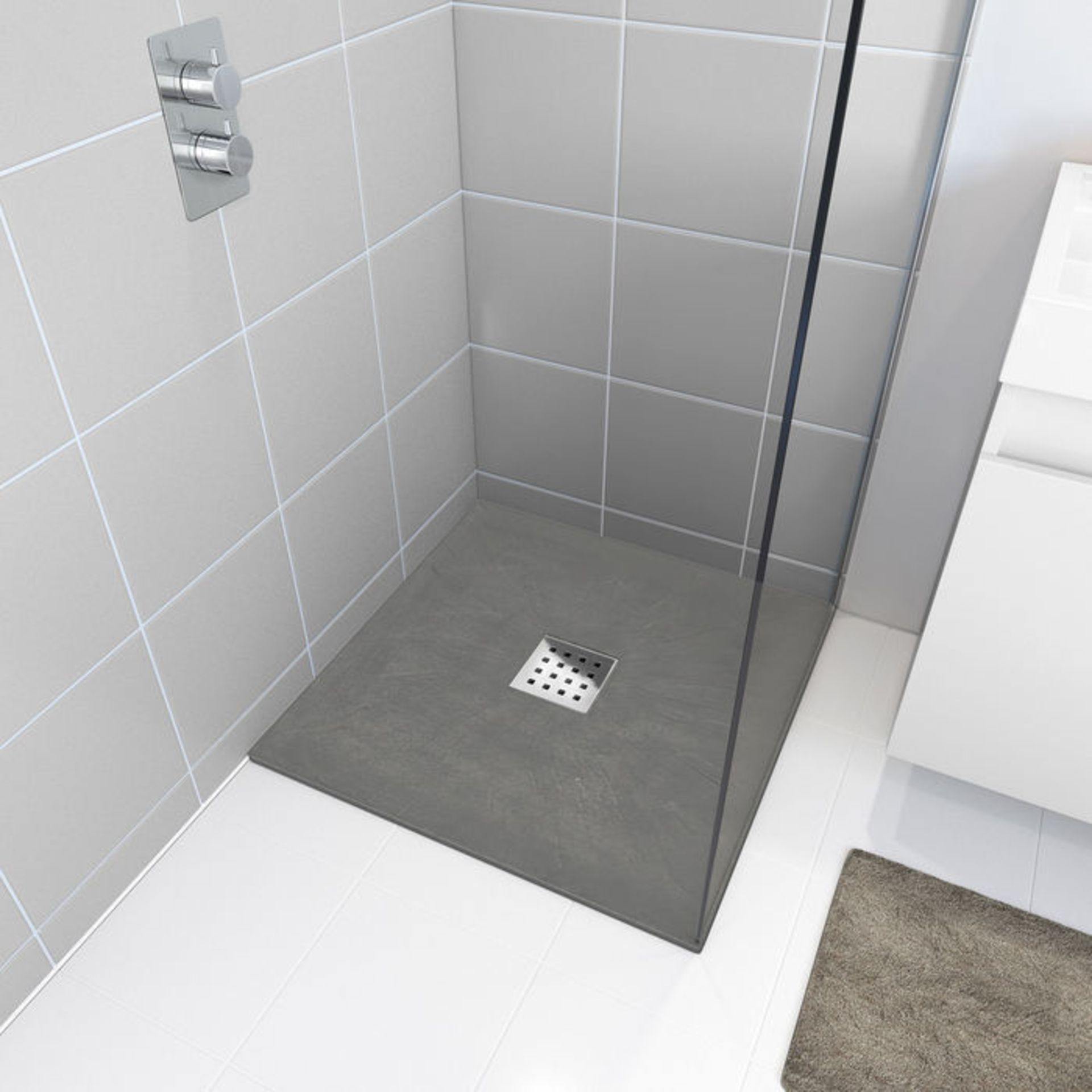 900x900mm Square Slate Effect Shower Tray in Grey. Manufactured in the UK from high grade stone...