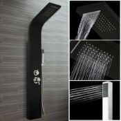 (W9) Modern Black Column Bathroom Waterfall Mixer Shower Panel With Body Jet. This Black Showe...