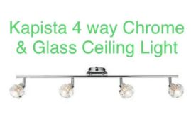 (W150) Kapista Cut glass Chrome effect 4 Lamp Bar spotlight This bar spotlight has a chrome ef...