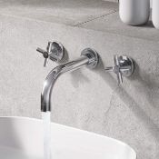 Austin Crosshead Chrome Wall Mounted Sink Mixer. TB5000 RRP £169.99.Luxurious sleek Chrome ...