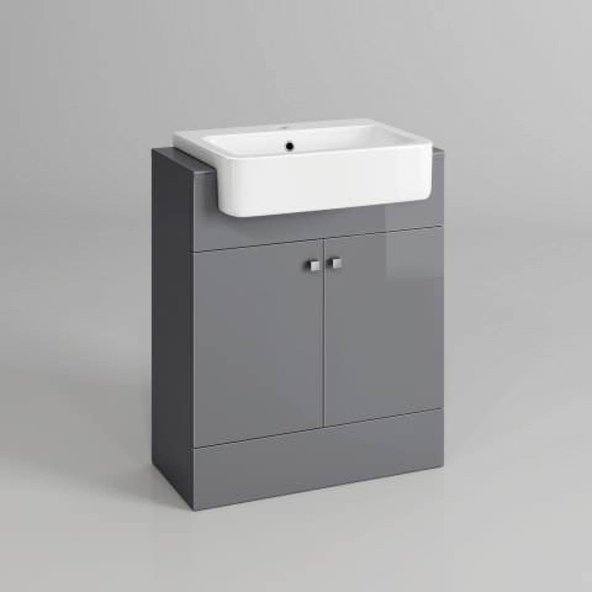 660mm Harper Gloss Grey Basin Vanity Unit - Floor Standing. RRP £749.99. COMES COMPLETE WITH B... - Image 4 of 4