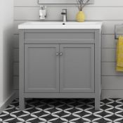 800mm Melbourne Earl Grey Double Door Vanity Unit - Floor Standing RRP £849.99. COMES COMPLET...