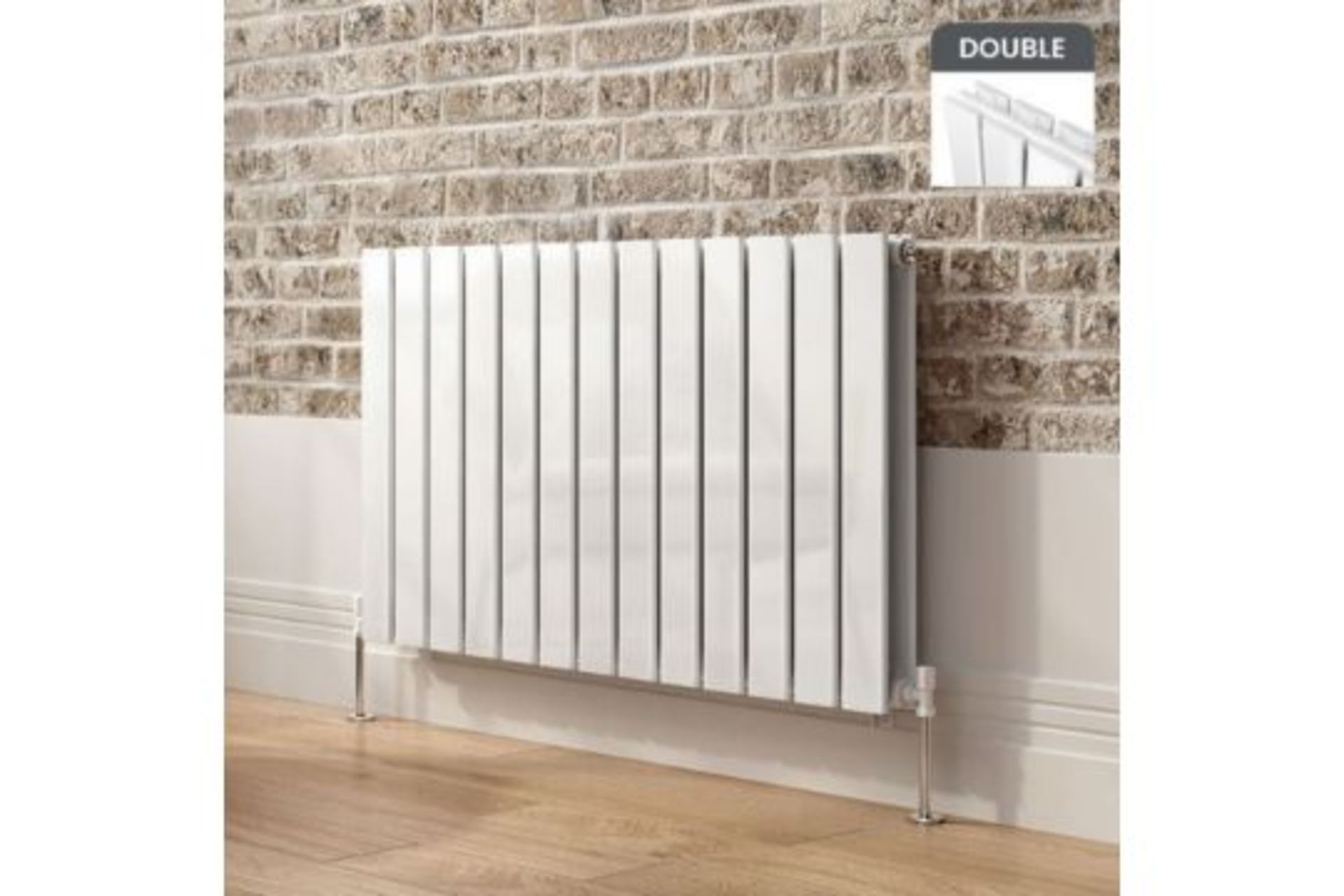 600x980mm Gloss White Double Flat Panel Horizontal Radiator - Premium. RRP £674.99.RC222.Made...