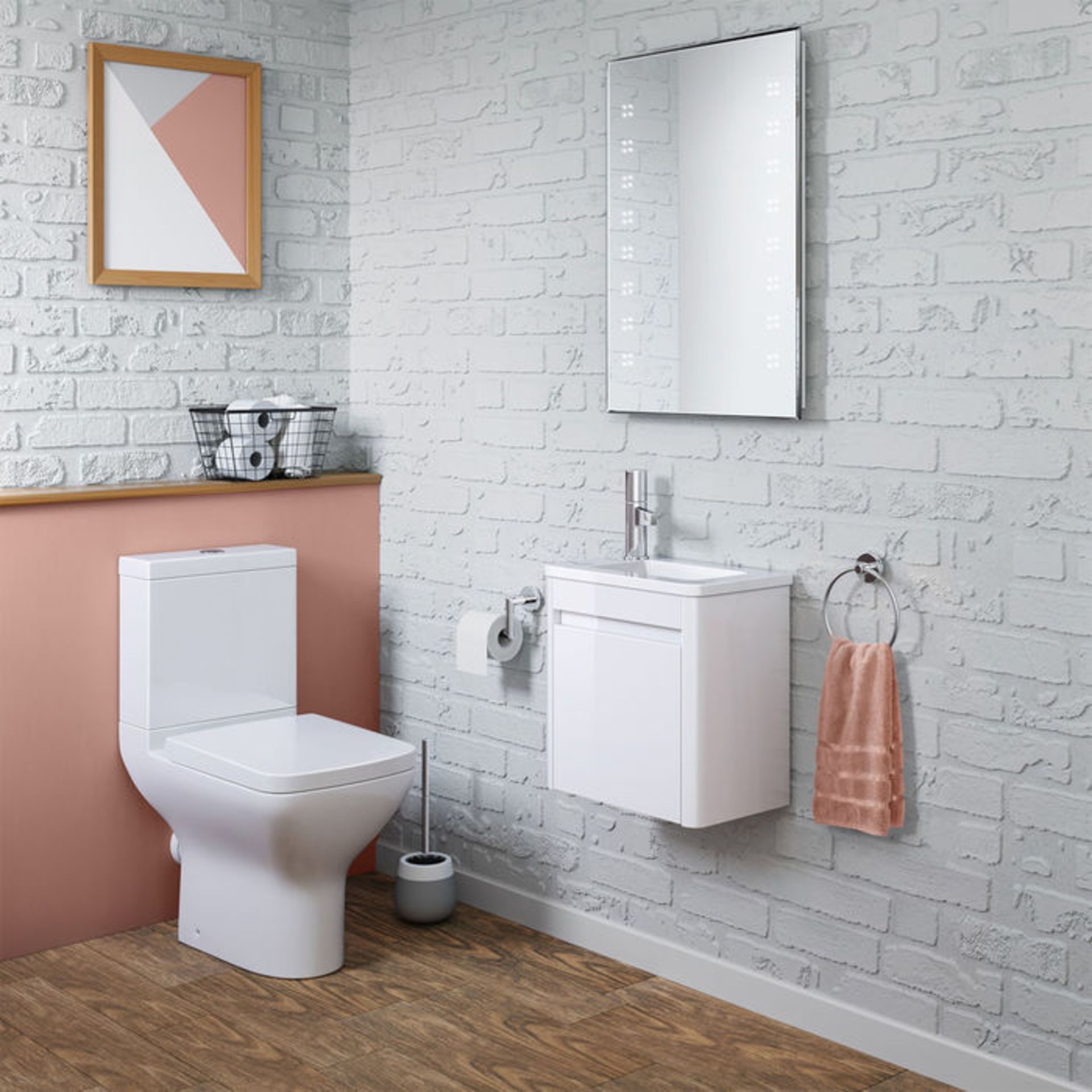 (CE127) 400mm Denver White Left Hand Cloakroom Vanity Unit - Wall Hung. RRP £349.99. Basin n... - Image 4 of 4