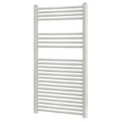 (HM138) 1200x600mm White Towel Rail Radiator. RRP £159.99. Flat Front Chrome-Plated Steel Con...