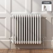 (MG165) 600x628mm White Double Panel Horizontal Colosseum Traditional Radiator. RRP £395.99.F...