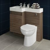 906mm Olympia Walnut Effect Drawer Vanity Unit Left with Quartz Pan FULL SET. RRP £999.99.Come...