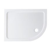 (AD91) 1200x900mm Offset Quadrant Ultra Slim Stone Shower Tray - Right. Low profile ultra Desi...