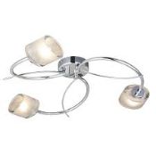 (CE136) Ferro Spiral Silver Chrome effect 3 Lamp Ceiling light The modern but elegant Ferro li...