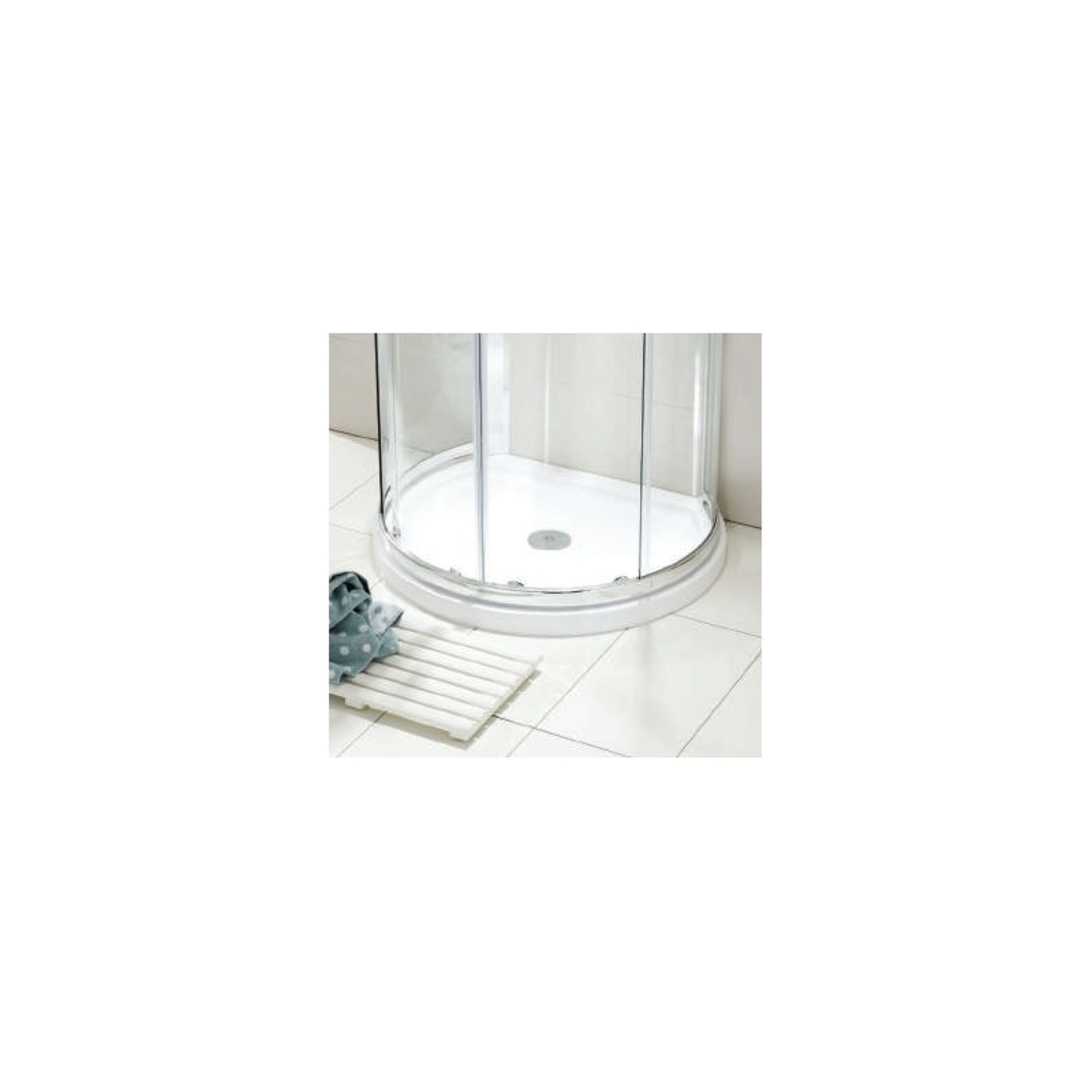 (PC129) Twyfords 770mm Hydro D Shape White Shower tray.Low profile ultra slim design Gel co... - Image 2 of 3